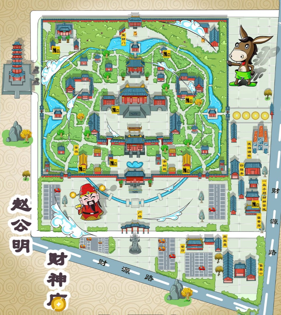 海珠寺庙类手绘地图